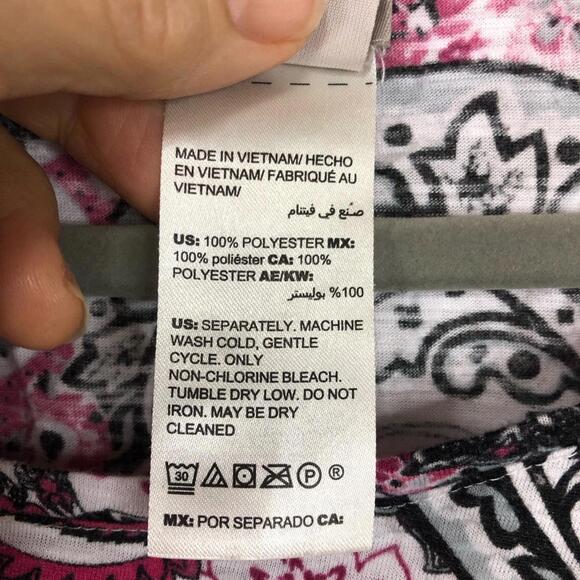 Chico’s Zenergy 3/4 Sleeve Tee Shirt Paisley Boho Floral Scoop Neck - Picture 7 of 8